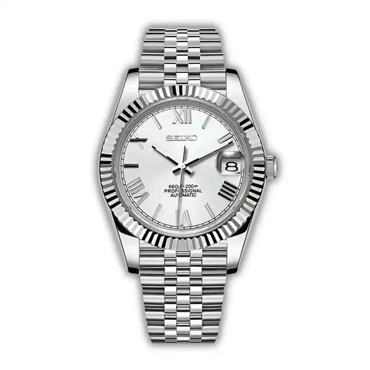 Seiko Mod Datejust Roman Classic | White - TWTwatches