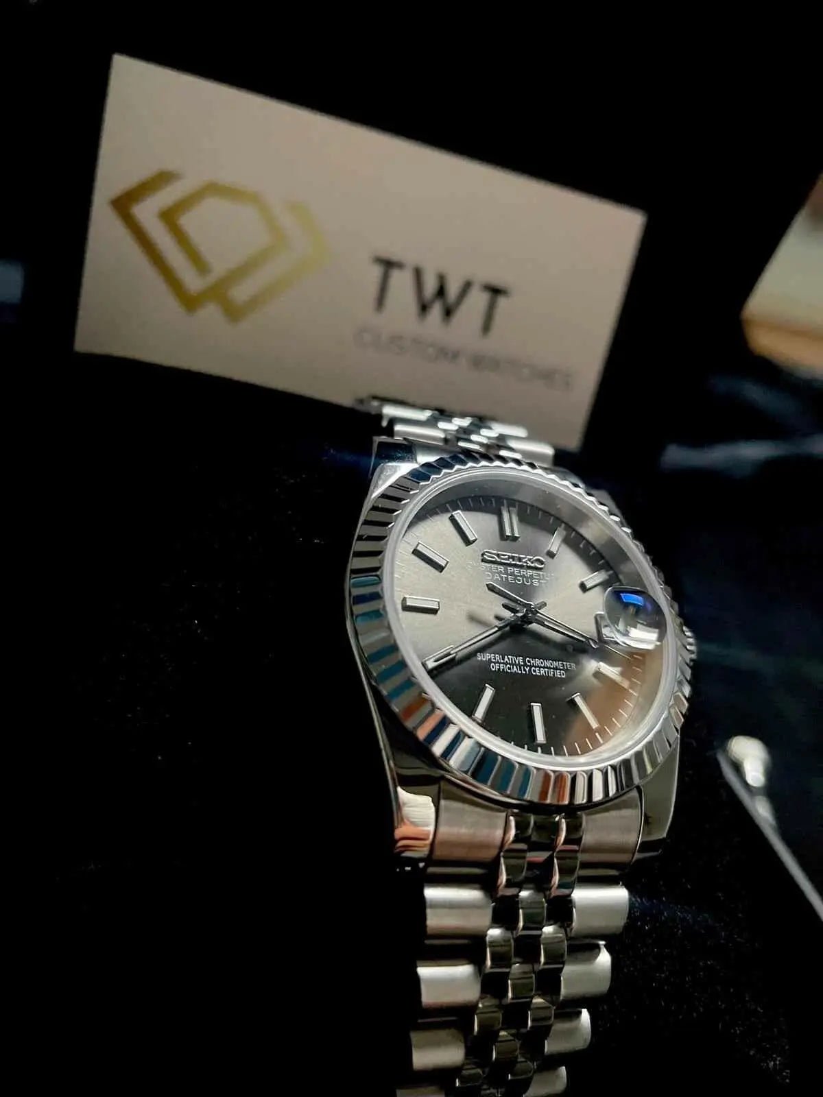 Seiko Mod Datejust Sunburst | Grey - TWTwatches