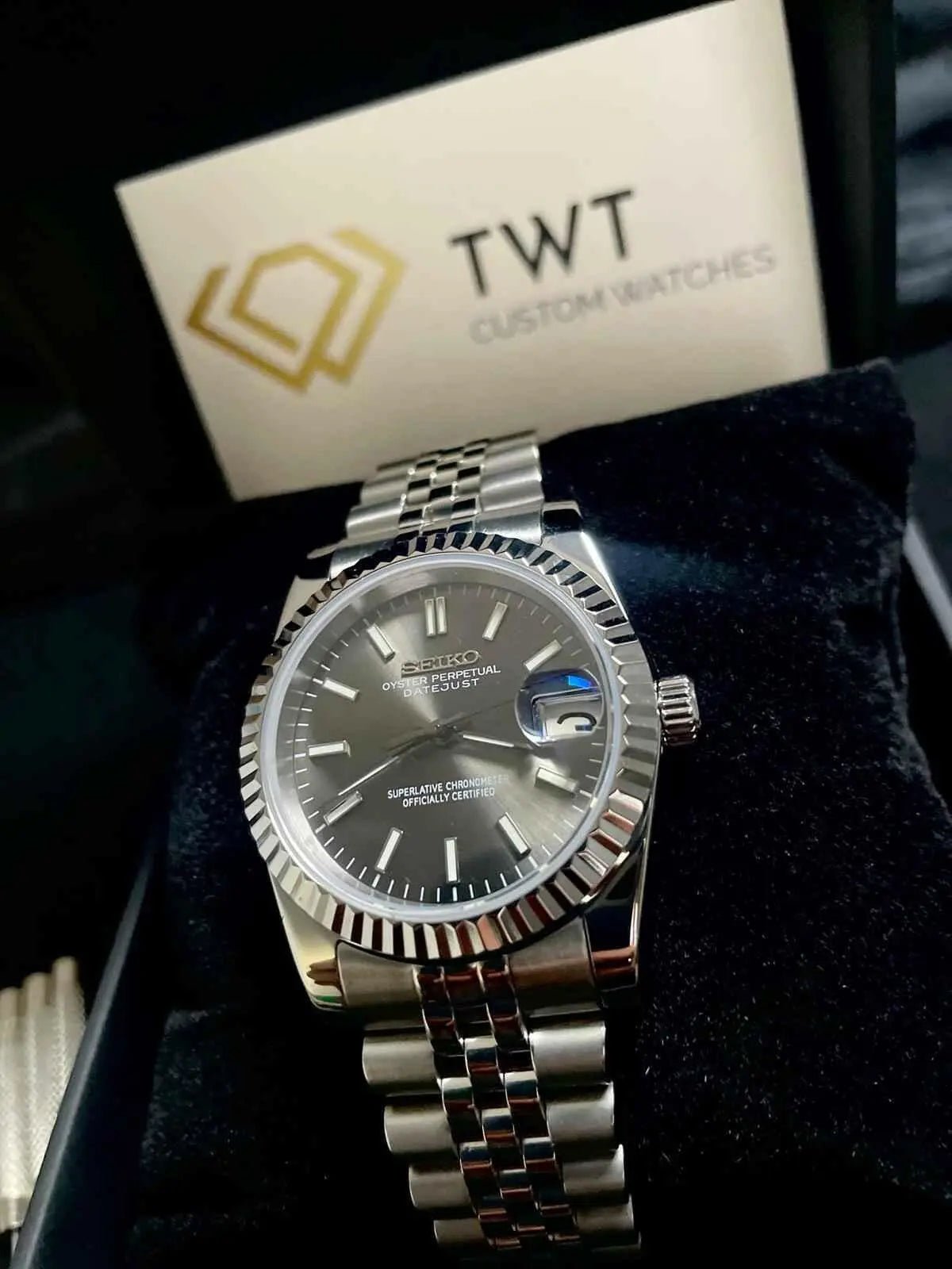 Seiko Mod Datejust Sunburst | Grey - TWTwatches