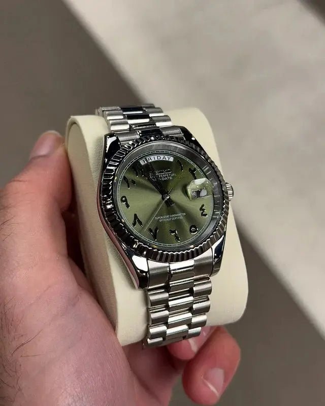 Seiko Mod Day Date Arabic | Olive - TWTwatches
