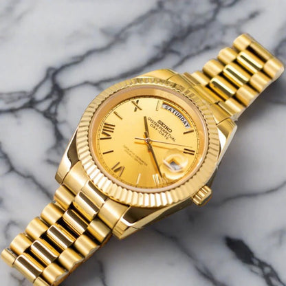 Seiko Mod Day Date Gold | Roman - TWTwatches