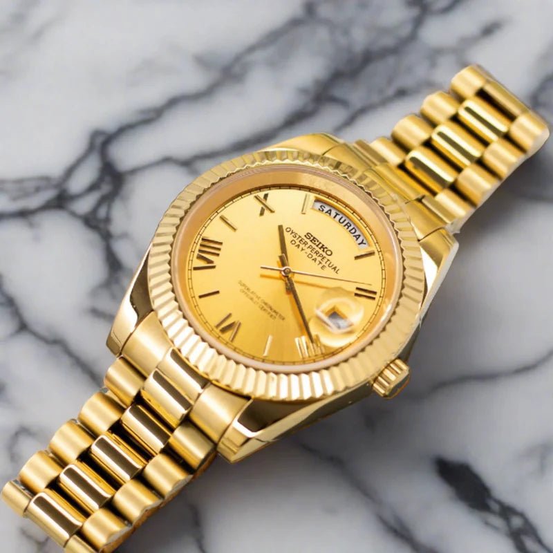 Seiko Mod Day Date Gold | Roman - TWTwatches