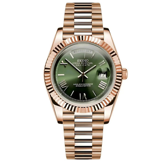 Seiko Mod Day Date Olive | Rose Gold - TWTwatches