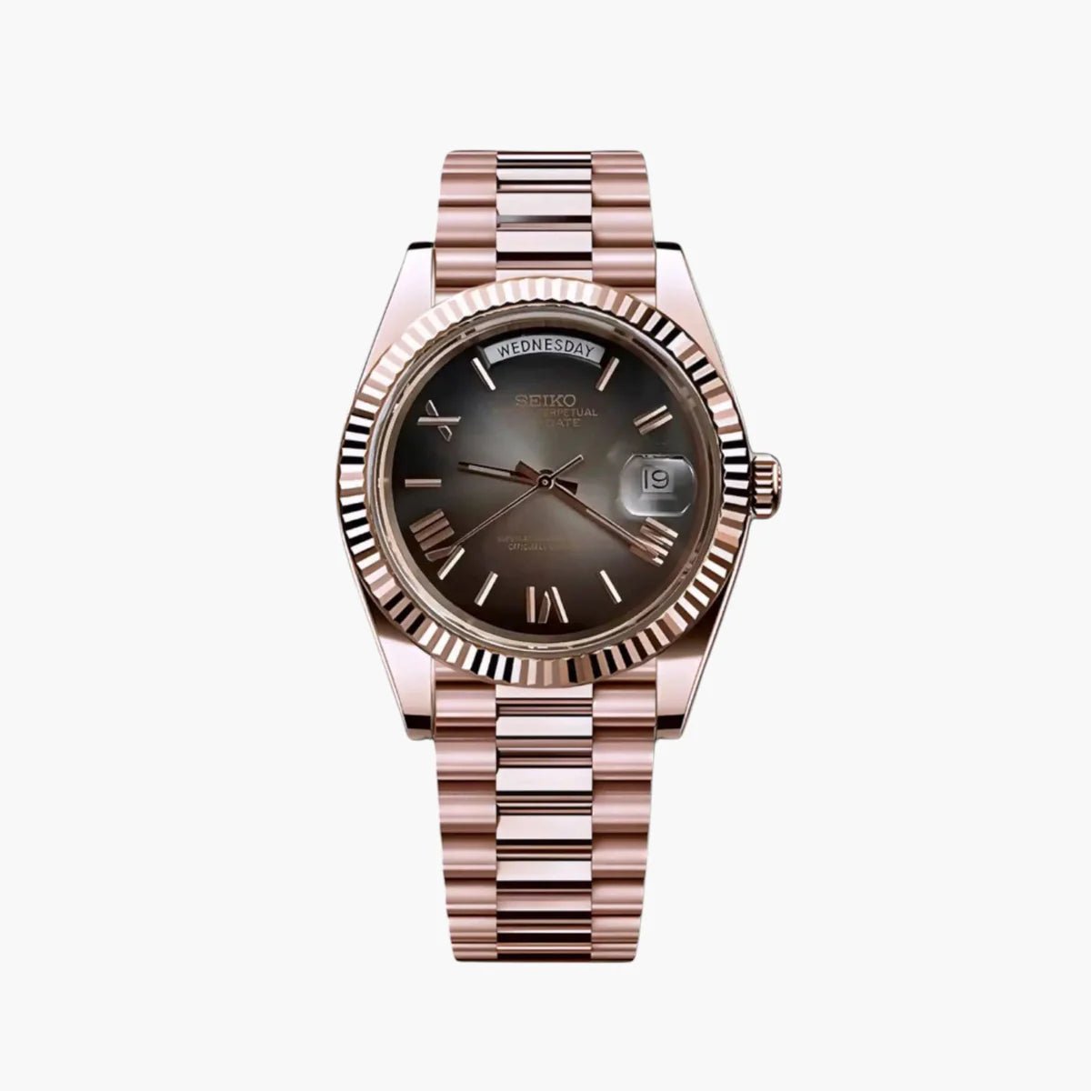 Seiko Mod Day Date Roman | Chocolate - TWTwatches
