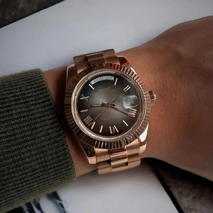 Seiko Mod Day Date Roman | Chocolate - TWTwatches