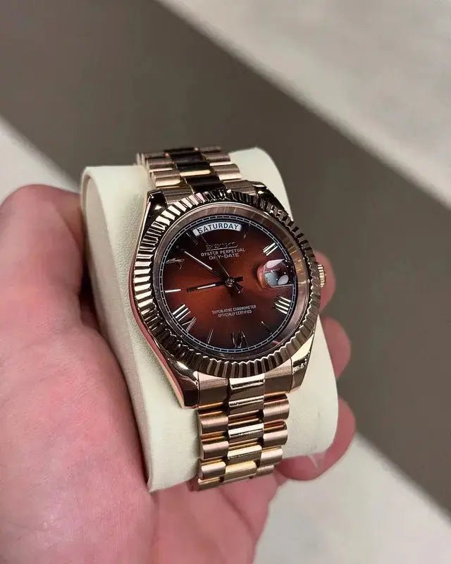 Seiko Mod Day Date Roman | Rose Gold - TWTwatches