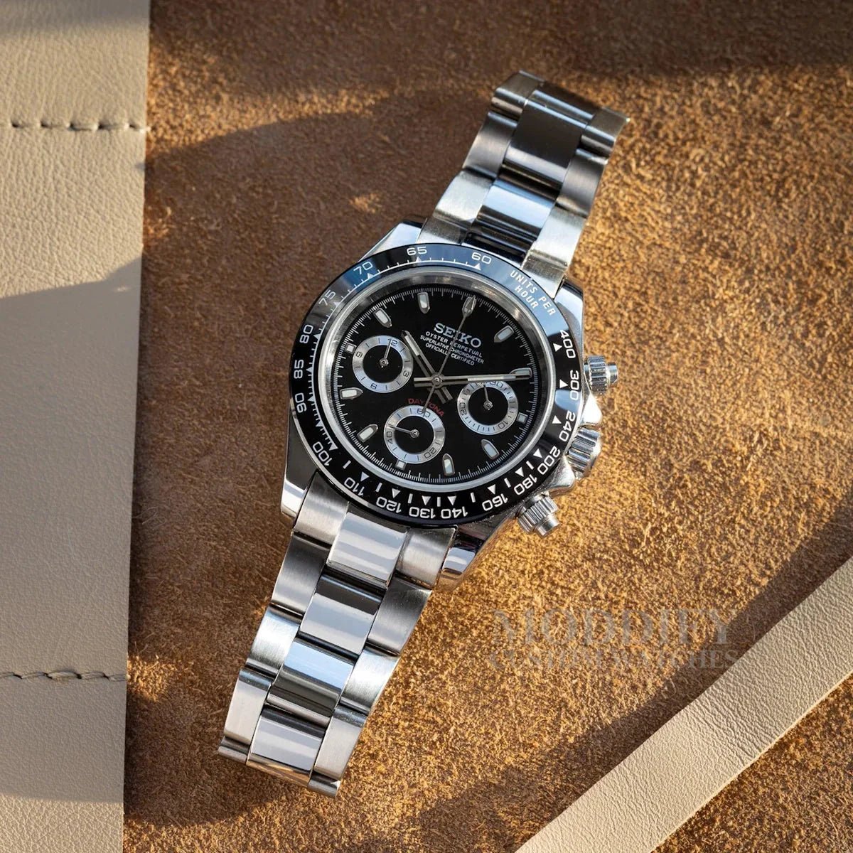 Seiko Mod Daytona | Black - TWTwatches