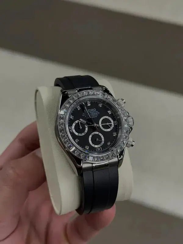 Seiko Mod Daytona Diamond | Black - TWTwatches