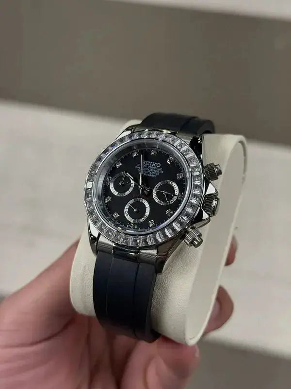 Seiko Mod Daytona Diamond | Black - TWTwatches