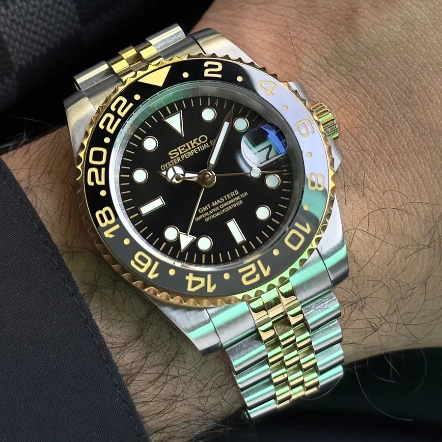 Seiko Mod GMT Black | Gold - TWTwatches