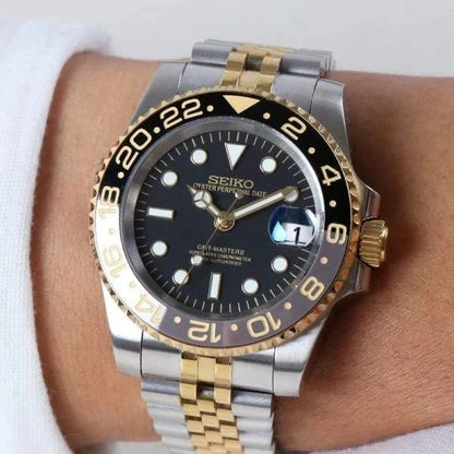 Seiko Mod GMT Black | Gold - TWTwatches