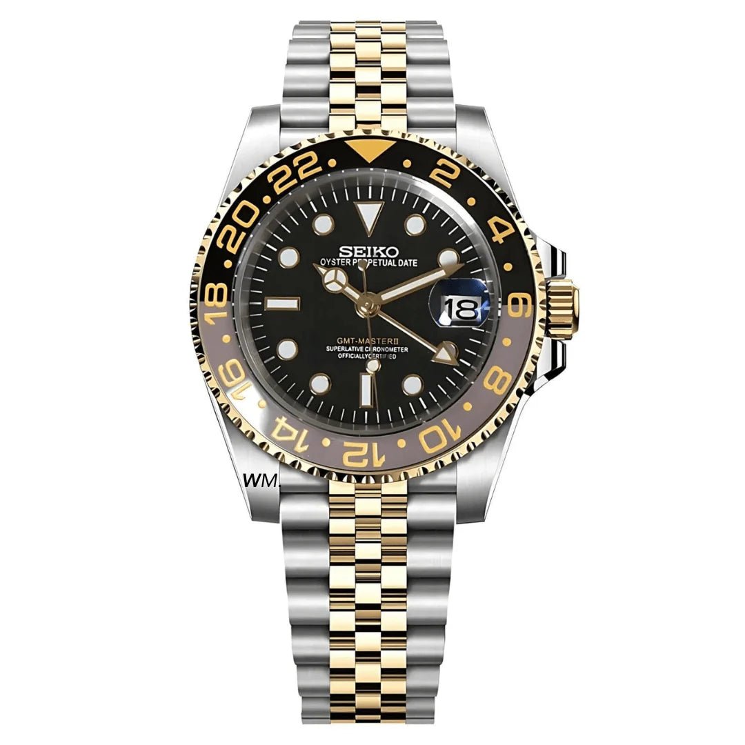 Seiko Mod GMT Black | Gold - TWTwatches