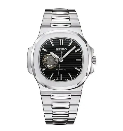 Seiko Mod Nautilus Open Heart | Black - TWTwatches