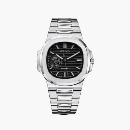 Seiko Mod Nautilus Open Heart | Black - TWTwatches