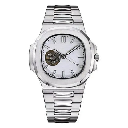 Seiko Mod Nautilus Open Heart | White - TWTwatches