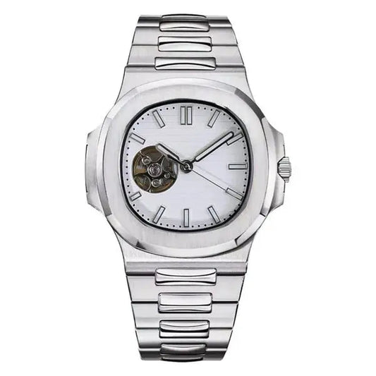 Seiko Mod Nautilus Open Heart | White - TWTwatches