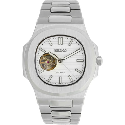Seiko Mod Nautilus Open Heart | White