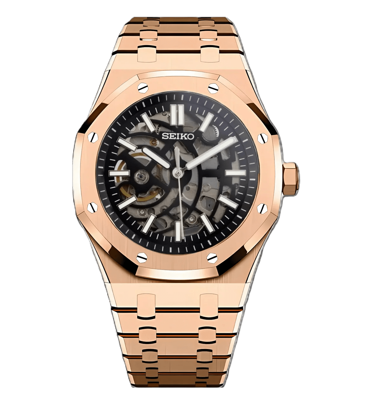 Seiko Mod Royal Oak Skeleton | Rose - TWTwatches