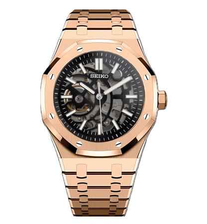 Seiko Mod Royal Oak Skeleton | Rose - TWTwatches