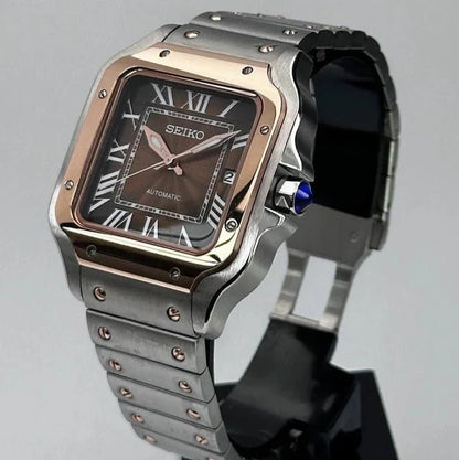 Seiko Mod Santos Gold | Brown - TWTwatches