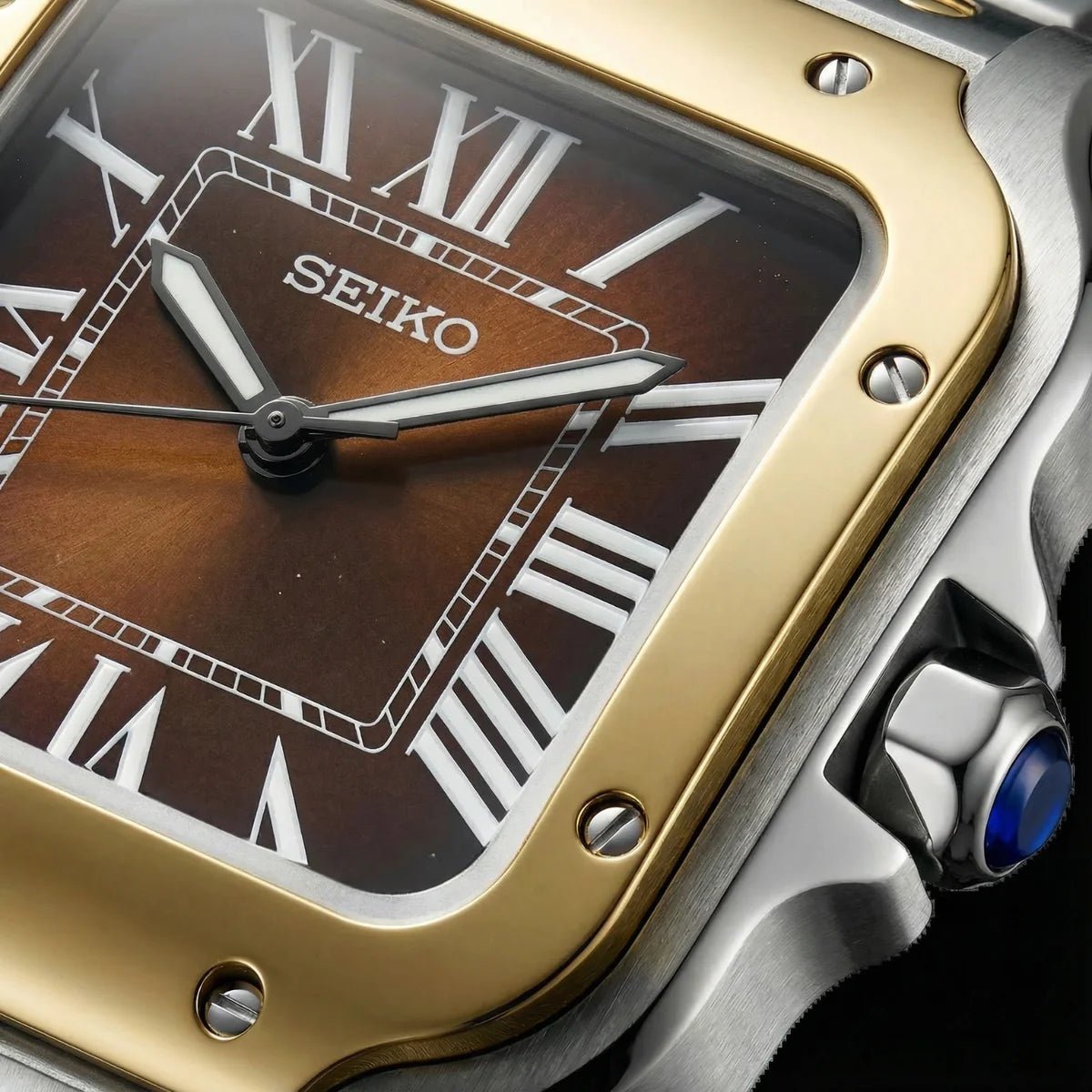Seiko Mod Santos Gold | Brown - TWTwatches