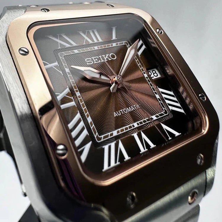 Seiko Mod Santos Gold | Brown - TWTwatches