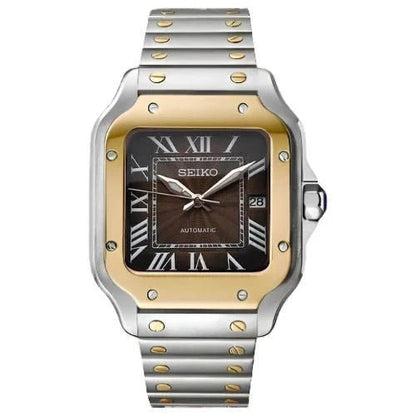 Seiko Mod Santos Gold | Brown - TWTwatches
