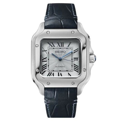 Seiko Mod Santos Leather | Blue - TWTwatches