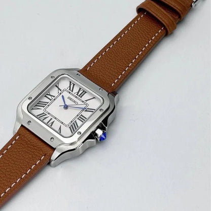 Seiko Mod Santos Leather | Brown - TWTwatches