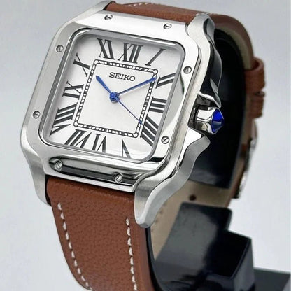 Seiko Mod Santos Leather | Brown - TWTwatches
