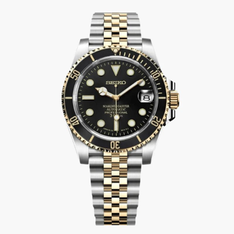 Seiko Mod Submariner Black | Twotone - TWTwatches