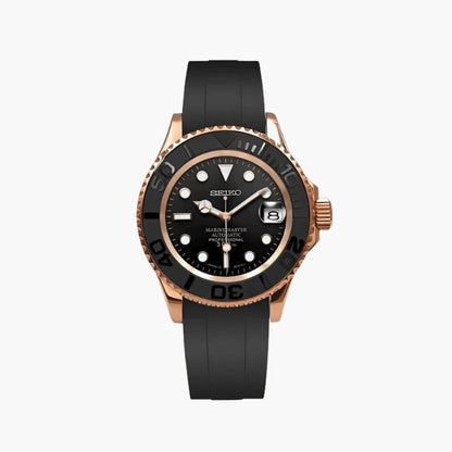 Seiko Mod Submariner Rosé Gold | Rubber - TWTwatches