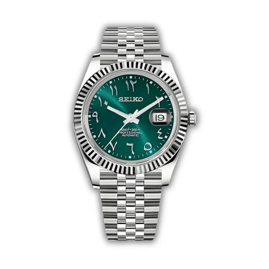 Seiko mod Datejust Crystal Green Arabic - TWTwatches