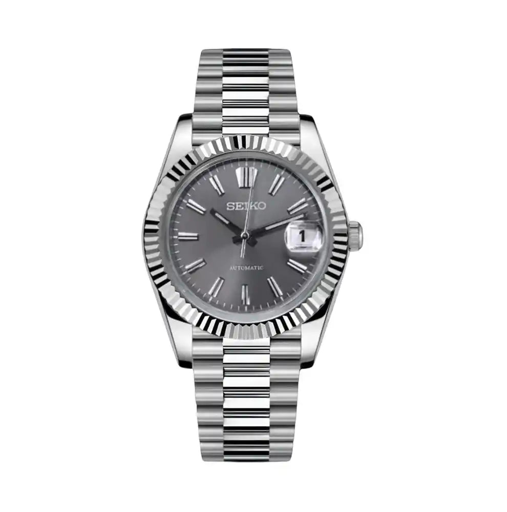 Seiko Mod Datejust Sunburst Grey  - TWTwatches