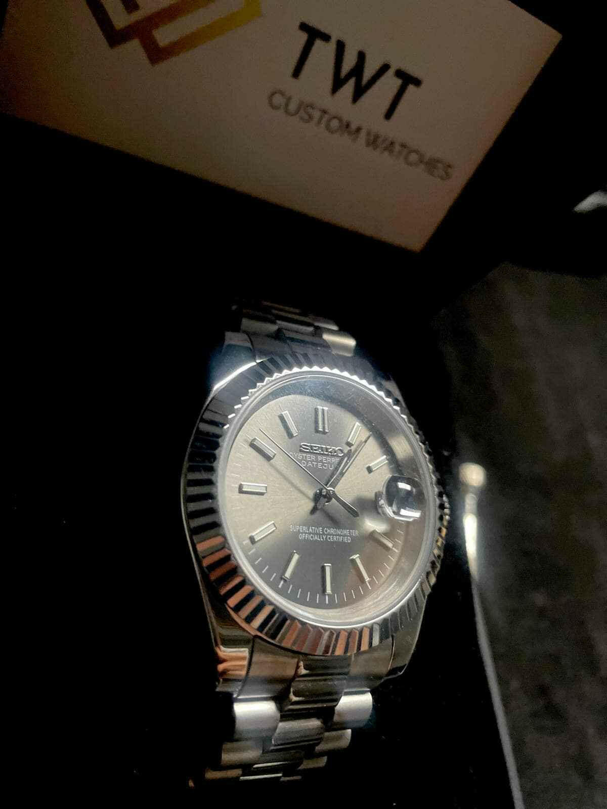 Seiko Mod Datejust Sunburst Grey  - TWTwatches